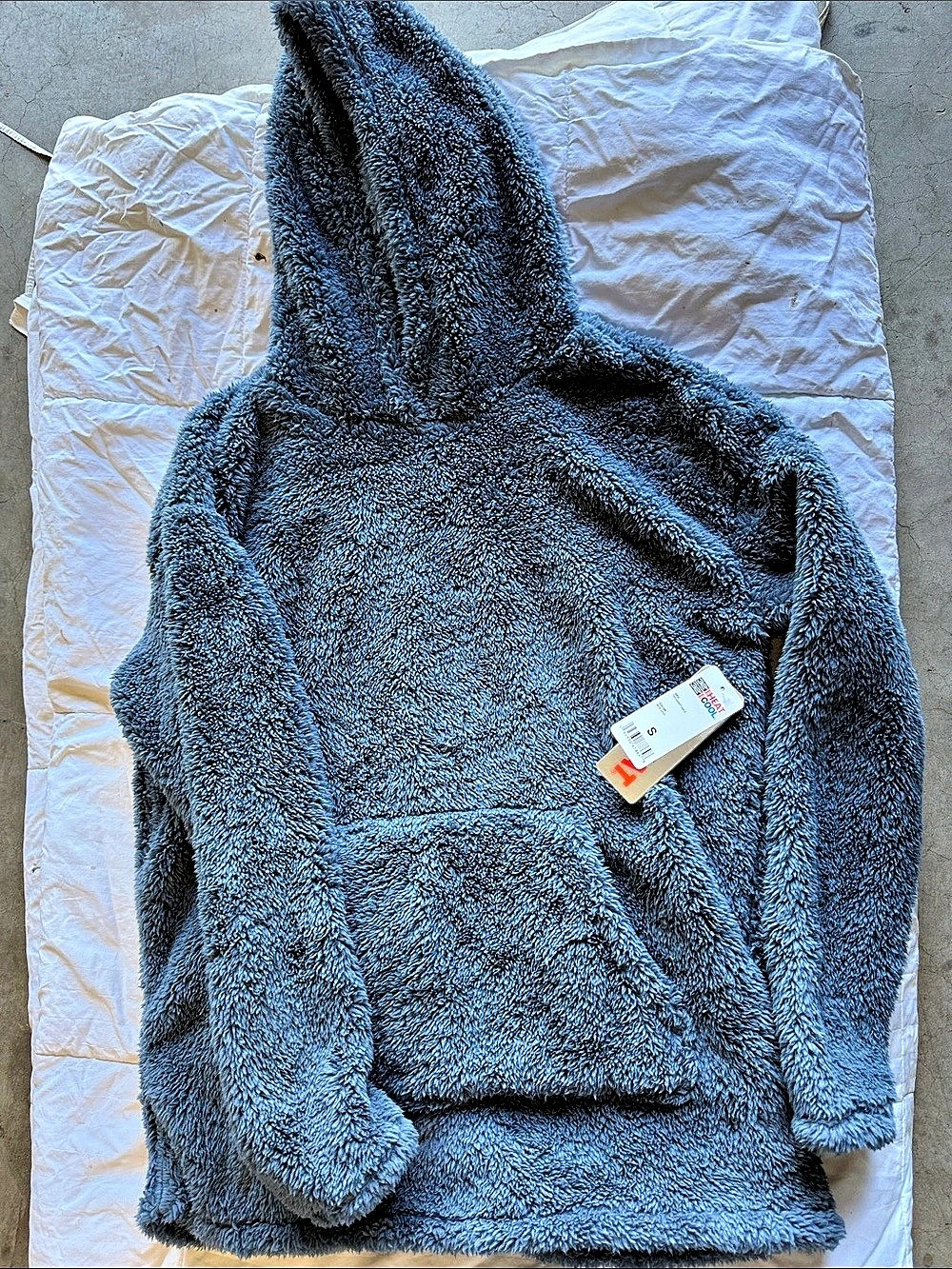 32 Degrees Soft Sherpa Pullover Hoodie Blue Small